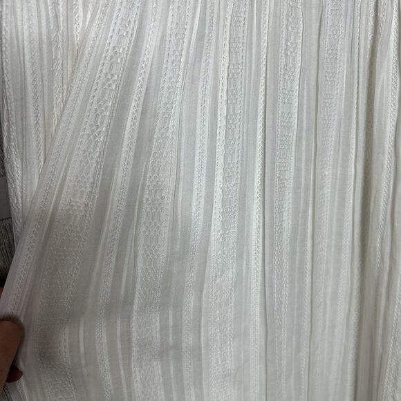 Sundance White Dress Size 10 Midi Embroidered Bohemian Long Full Skirt Cotton - Picture 8 of 8